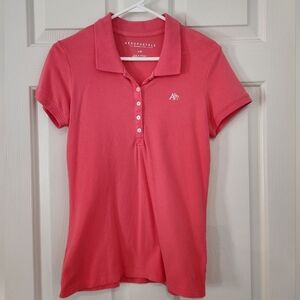 Y2K Aeropostale Women's Coral Button Down Polo Shirt